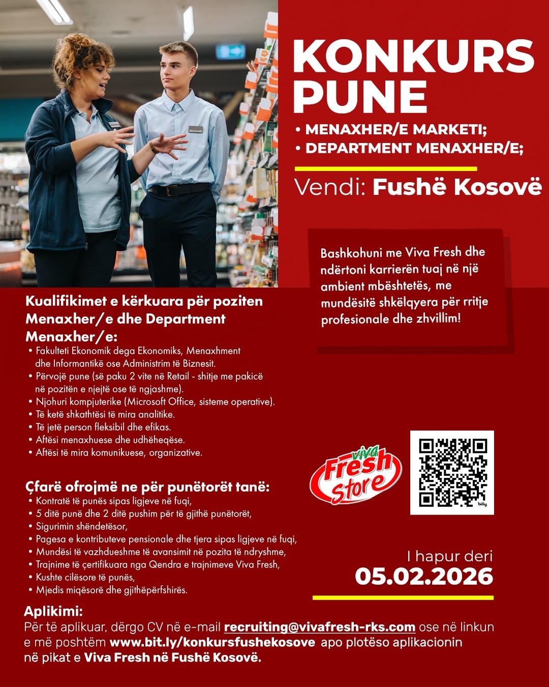 Menaxher/e Marketi, Department Menaxher/e - Fushë Kosovë
